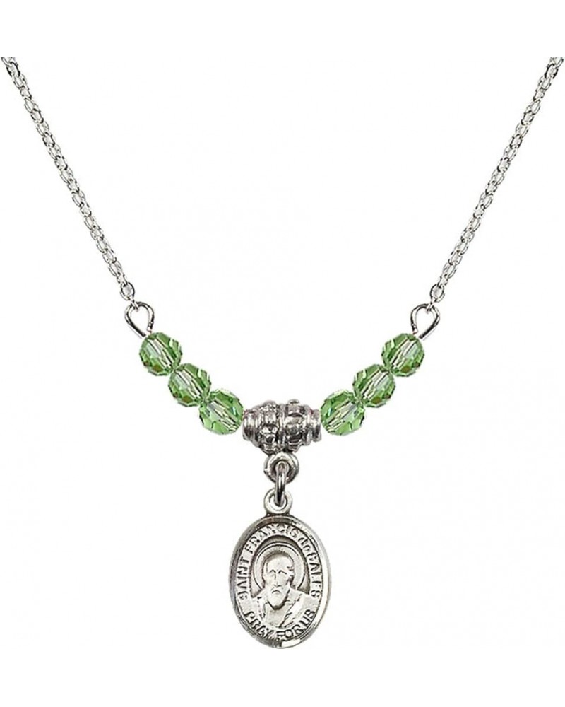 August Birth Month Bead Necklace with Catholic Patron Saint Petite Charm, 18 Inch Saint Francis de Sales $33.24 Necklaces