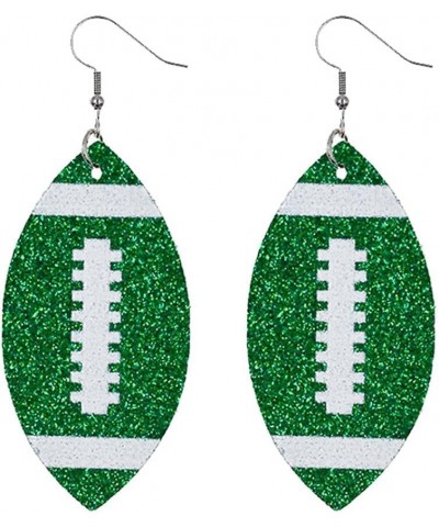 Football Earrings Glitter Faux Leather Football Earrings Single Layer Football Dangle Earings Baseball Leather Teardrop Earri...