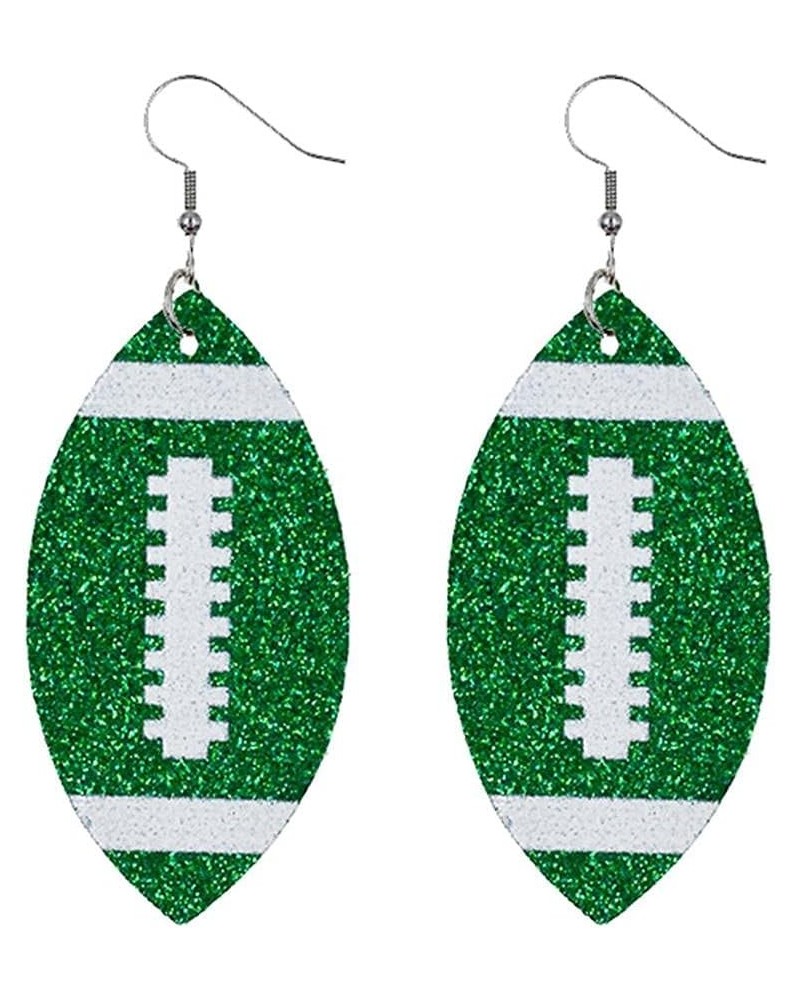 Football Earrings Glitter Faux Leather Football Earrings Single Layer Football Dangle Earings Baseball Leather Teardrop Earri...