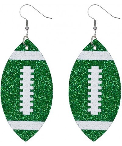 Football Earrings Glitter Faux Leather Football Earrings Single Layer Football Dangle Earings Baseball Leather Teardrop Earri...