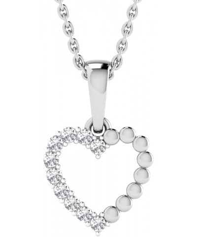 IGI Certified Heart-Shaped Diamond Pendant Necklace - 925 Sterling Silver with 18" Chain $42.40 Necklaces