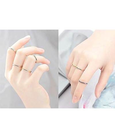 2mm Thin Titanium Stainless Steel Knuckle Stacking Midi Rings,Stackable Dome Band Finger Ring Set for Women Men,5Pcs Simple S...