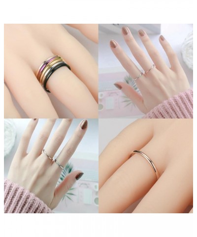 2mm Thin Titanium Stainless Steel Knuckle Stacking Midi Rings,Stackable Dome Band Finger Ring Set for Women Men,5Pcs Simple S...