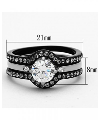 His and Hers 4 Piece?Black Ion Plated Stainless Steel Wedding Engagement Ring Band Set Women's Size 09 Men's 08mm Size 11 $22...