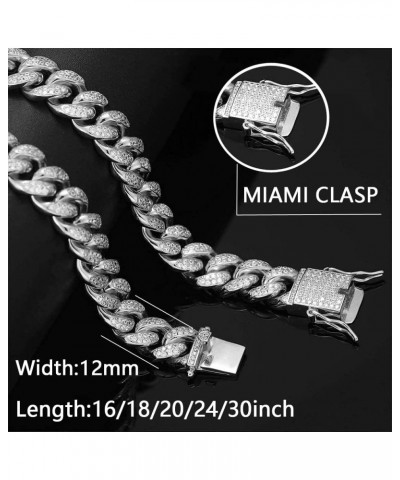 Cuban Link Bracelet Iced Out Miami Gold Plated Hip Hop Full CZ Prong Diamond Bracelet with Giftbox for Men Women Silver-Neckl...