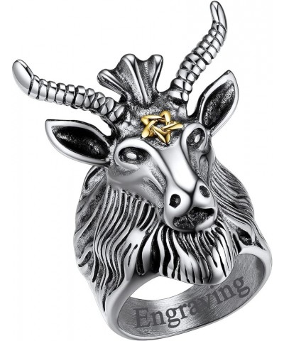 Satanic Jewelry Baphomet Goat Rings Sigil of Lucifer Satan Symbol Signet Ring for Men Woman Size 7/8/9/10/11/12/13/14 Persona...