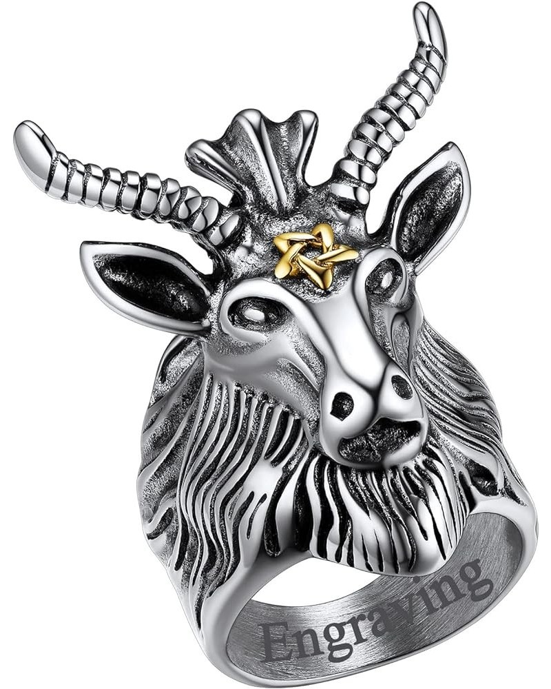 Satanic Jewelry Baphomet Goat Rings Sigil of Lucifer Satan Symbol Signet Ring for Men Woman Size 7/8/9/10/11/12/13/14 Persona...