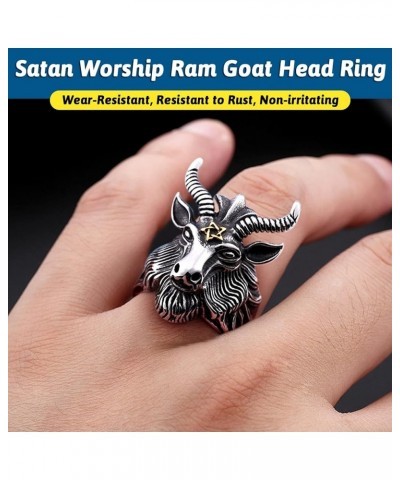 Satanic Jewelry Baphomet Goat Rings Sigil of Lucifer Satan Symbol Signet Ring for Men Woman Size 7/8/9/10/11/12/13/14 Persona...