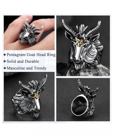 Satanic Jewelry Baphomet Goat Rings Sigil of Lucifer Satan Symbol Signet Ring for Men Woman Size 7/8/9/10/11/12/13/14 Persona...