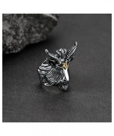 Satanic Jewelry Baphomet Goat Rings Sigil of Lucifer Satan Symbol Signet Ring for Men Woman Size 7/8/9/10/11/12/13/14 Persona...