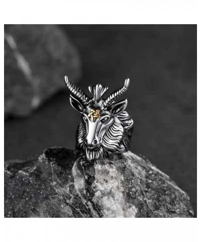 Satanic Jewelry Baphomet Goat Rings Sigil of Lucifer Satan Symbol Signet Ring for Men Woman Size 7/8/9/10/11/12/13/14 Persona...