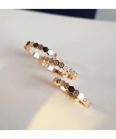 925 Sterling Silver Fashion Ladies Tail Ring Stacked Diamond Ring Light Luxury Honeycomb Honeycomb Ring Plated 18k Rose Gold ...