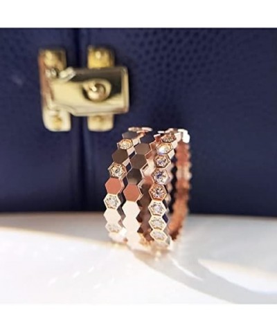 925 Sterling Silver Fashion Ladies Tail Ring Stacked Diamond Ring Light Luxury Honeycomb Honeycomb Ring Plated 18k Rose Gold ...