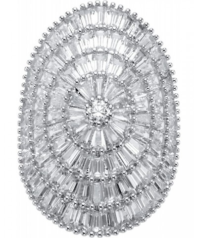 PalmBeach Platinum-plated Round Cubic Zirconia Cluster Dome Ring Sizes 6-10 $28.91 Rings