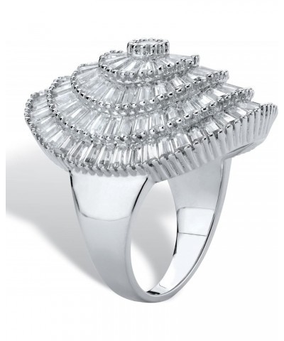 PalmBeach Platinum-plated Round Cubic Zirconia Cluster Dome Ring Sizes 6-10 $28.91 Rings