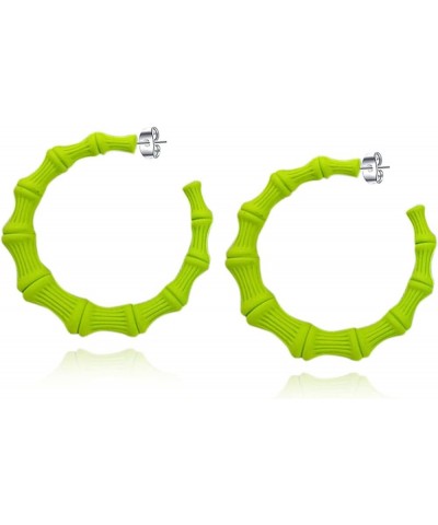 80 90s Large Bamboo Hoop Earrings for Women Retro Neon Earrings Oversized Bamboo Chunky Hoop Earrings Nightclub Statement Par...