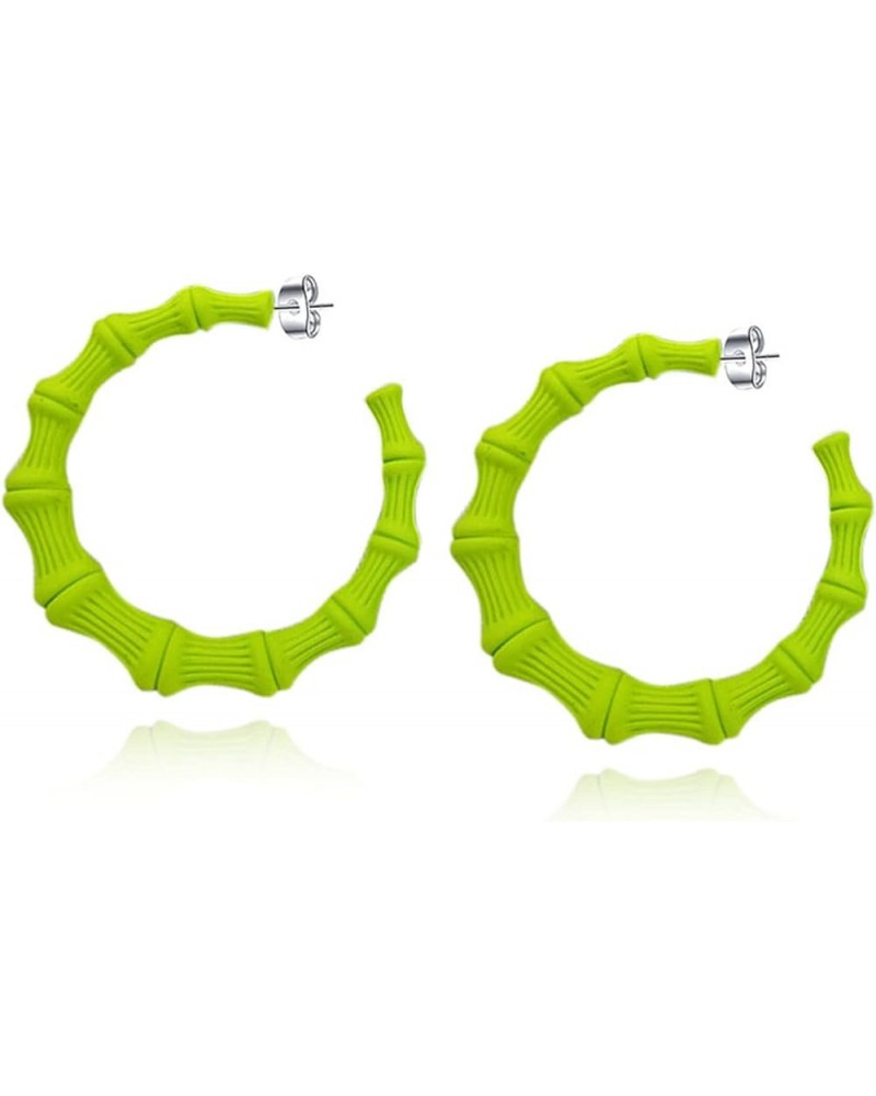 80 90s Large Bamboo Hoop Earrings for Women Retro Neon Earrings Oversized Bamboo Chunky Hoop Earrings Nightclub Statement Par...