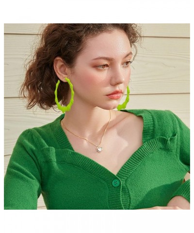 80 90s Large Bamboo Hoop Earrings for Women Retro Neon Earrings Oversized Bamboo Chunky Hoop Earrings Nightclub Statement Par...