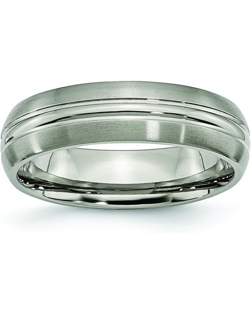 Brushed and Polished Grooved Titanium Ring (6.0 mm) - Size 12.0 $26.99 Rings