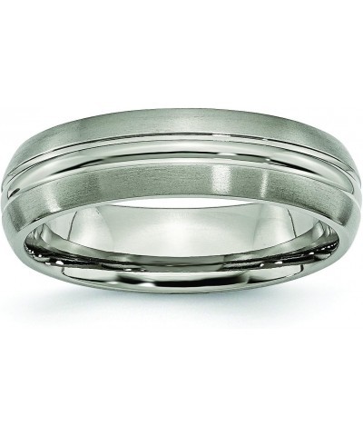 Brushed and Polished Grooved Titanium Ring (6.0 mm) - Size 12.0 $26.99 Rings