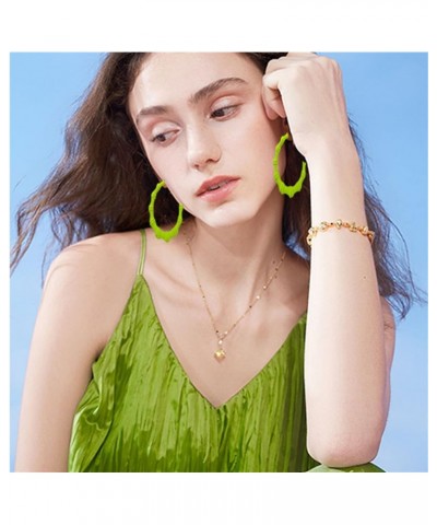 80 90s Large Bamboo Hoop Earrings for Women Retro Neon Earrings Oversized Bamboo Chunky Hoop Earrings Nightclub Statement Par...