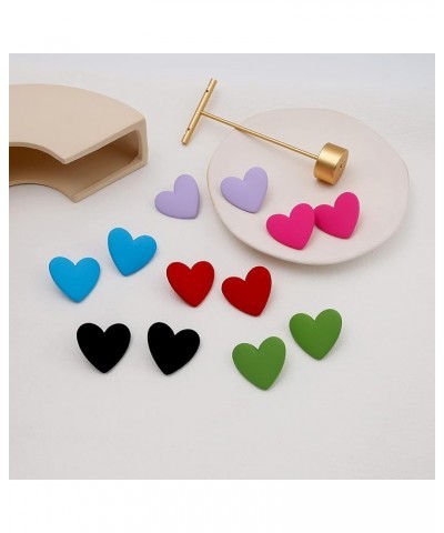 2pairs Colorful Heart-shaped Round Frosted Geometric Exaggerated Candy Color Earrings Black $5.09 Earrings