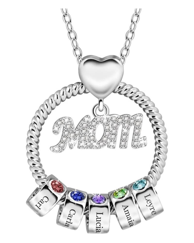 Personalized Mothers Necklace with 1-5 Names for Mom Customized Birthstone Necklace Jewelry Gift for Mother Daughter Family G...