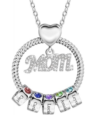 Personalized Mothers Necklace with 1-5 Names for Mom Customized Birthstone Necklace Jewelry Gift for Mother Daughter Family G...