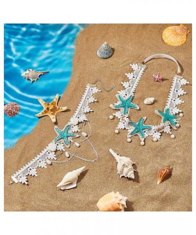 Women Mermaid Sea Star Starfish Hairbands Mermaid Costume Set Mermaid Starfish Necklace Summer Beach Style Mermaid Hair Acces...