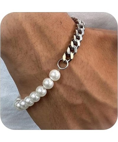 Pearl Bracelet for Men Chunky Cuba Chain Bracelet Teens Trendy Stuff Figaro Chain Bracelet for Men Hip Hop Cuban Link Bracele...