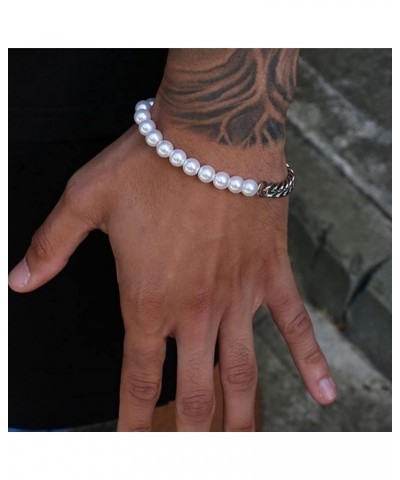 Pearl Bracelet for Men Chunky Cuba Chain Bracelet Teens Trendy Stuff Figaro Chain Bracelet for Men Hip Hop Cuban Link Bracele...