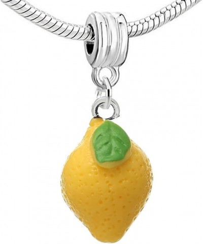 Resin Lemon Yellow Fruit Dangle Charm Pendant for European Snake Chain Bracelets $8.69 Bracelets