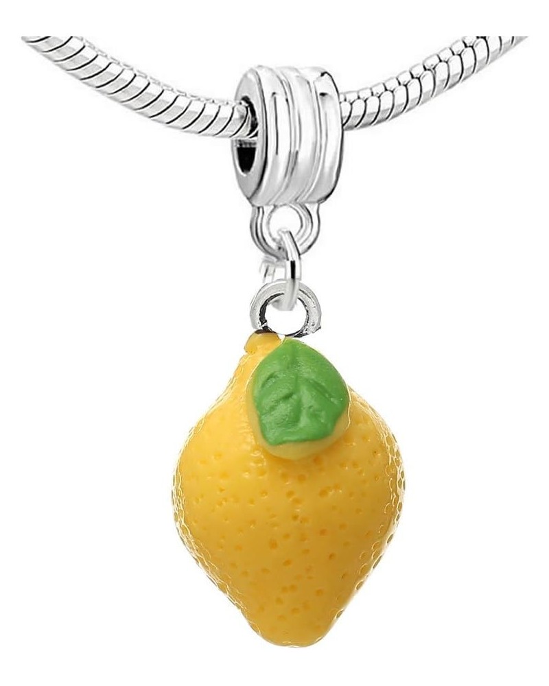 Resin Lemon Yellow Fruit Dangle Charm Pendant for European Snake Chain Bracelets $8.69 Bracelets