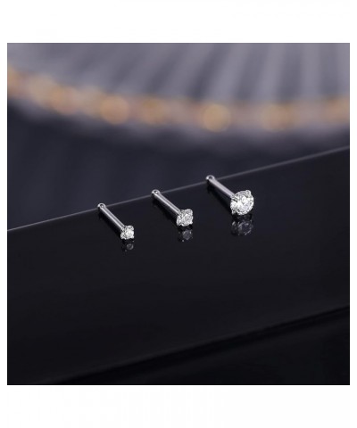 20g 14K Real Gold Nose Rings CZ Simulated Diamond Nose Studs Hypoallergenic Nostril Nose Piercing Jewelry for Women Men 2pcs,...