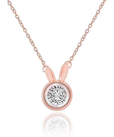 Dancing Diamond Necklace for Modern Women - Real Diamond Cute Necklace Gift for Girls style7 Rose Gold $13.14 Necklaces