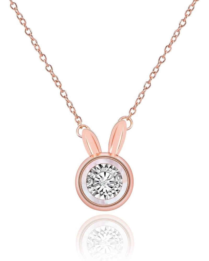 Dancing Diamond Necklace for Modern Women - Real Diamond Cute Necklace Gift for Girls style7 Rose Gold $13.14 Necklaces