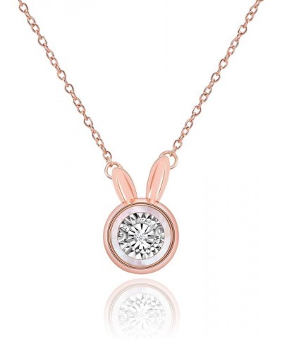 Dancing Diamond Necklace for Modern Women - Real Diamond Cute Necklace Gift for Girls style7 Rose Gold $13.14 Necklaces