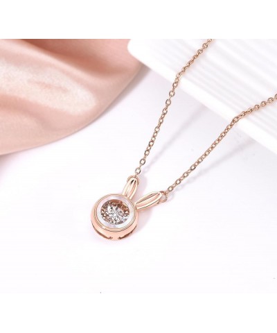 Dancing Diamond Necklace for Modern Women - Real Diamond Cute Necklace Gift for Girls style7 Rose Gold $13.14 Necklaces