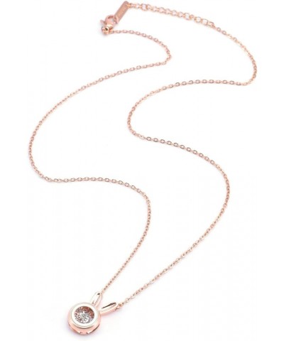 Dancing Diamond Necklace for Modern Women - Real Diamond Cute Necklace Gift for Girls style7 Rose Gold $13.14 Necklaces