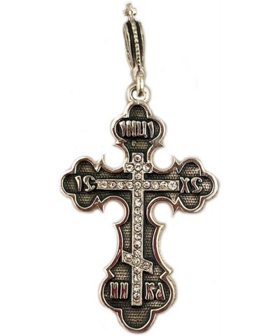 Three Bar Orthodox Russian Cross Pendant - Silver 935 - Save Us 1 1/2 Inch $63.50 Pendants