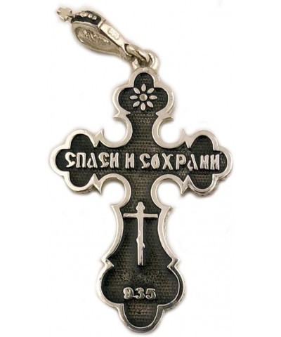 Three Bar Orthodox Russian Cross Pendant - Silver 935 - Save Us 1 1/2 Inch $63.50 Pendants