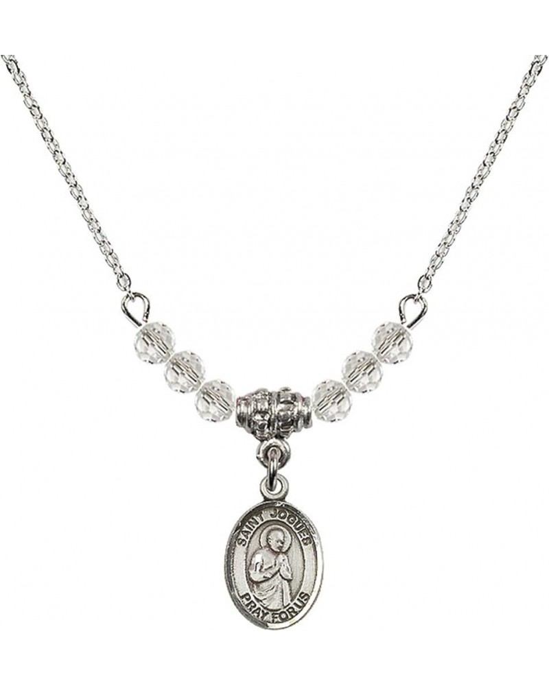 April Birth Month Bead Necklace with Catholic Patron Saint Petite Charm, 18 Inch Saint Isaac Jogues $32.44 Necklaces