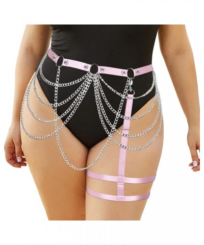 Plus size Waist belts Body chain gothic harness for women Plump Punk Festival rave Large size Halloween Lingerie cage Pink $1...