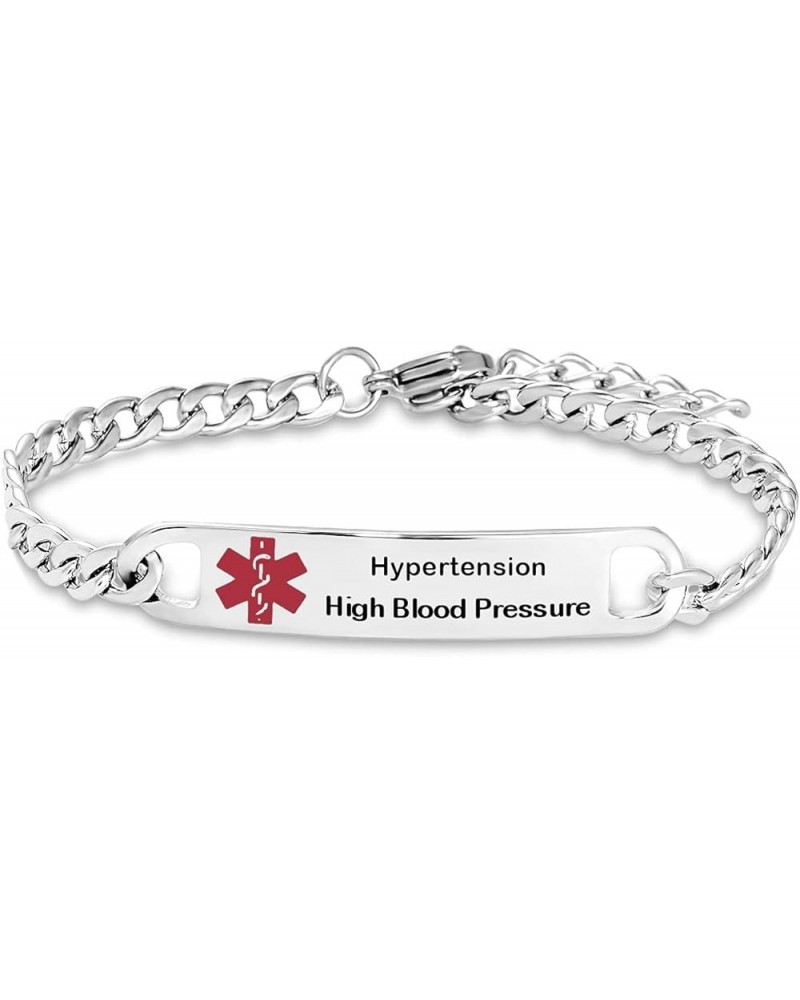 Medical Alert Bracelet for Women Men Penicillin Allergy Warfarin High Blood Pressure Pre-engraved Stainless Steel Anniversary...