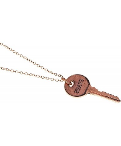 Inspirational Message Key Pendant Necklace 21 Brave - Antique Rose Gold $7.41 Necklaces