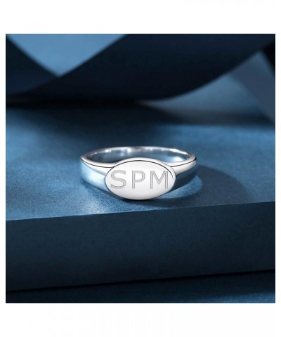 Preppy Jewelry Custom Pinky Signet Ring Girls Customized Monogrammed Gifts Engraved Initial Rings Monogram Letter Ring Sterli...