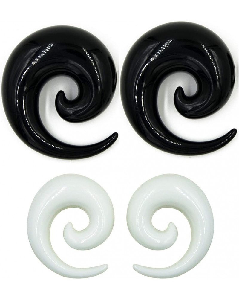 2 Pairs Black White Ear Tapers Spirals Horseshoes Gauges 24mm 22mm 20mm 18mm 16mm 14mm 12mm 10mm 1/2"(12mm) $11.20 Body Jewelry