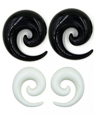 2 Pairs Black White Ear Tapers Spirals Horseshoes Gauges 24mm 22mm 20mm 18mm 16mm 14mm 12mm 10mm 1/2"(12mm) $11.20 Body Jewelry