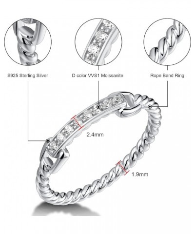 Moissanite Wedding Band for Women, Sterling Silver Rings Half Eternity Stackable Chain Link Couple Rings D Color Lab Created ...