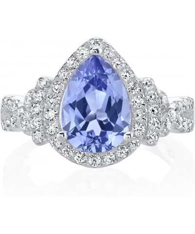 Simulated Tanzanite Teardrop Ring for Women 925 Sterling Silver, 2.25 Carats Pear Shape 10x7mm, Sizes 5 to 9 $18.40 Rings